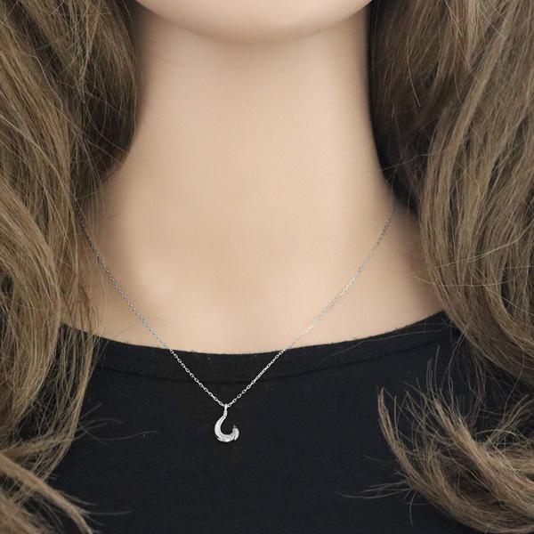 フィッシュフック ネックレス プラチナ ダイヤモンド Pt900 Pt850 レディース ペンダント アズキチェーン 40cm ダイヤ 注文製作 プレゼント ギフト 受注 爆買の画像