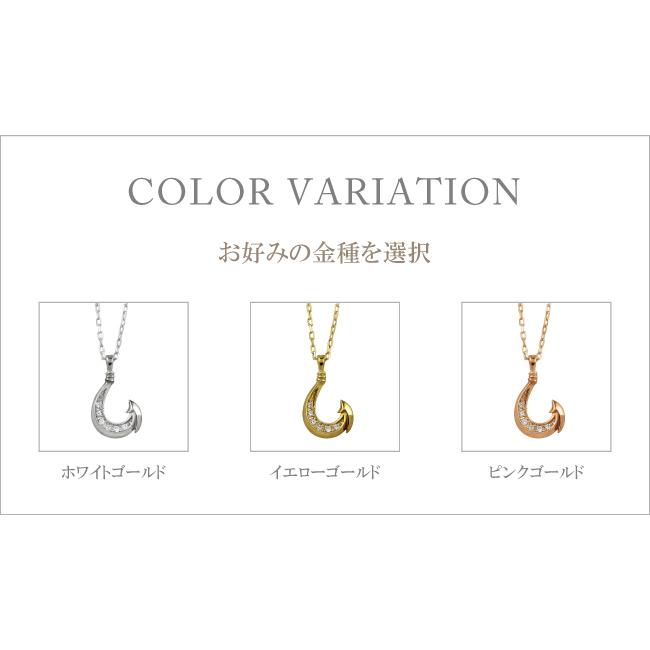 ネックレス ゴールド フィッシュフック ダイヤモンド 18金 K18 ペンダント レディース アズキチェーン 40cm ダイヤ 注文製作 プレゼント ギフト 受注 爆買の画像