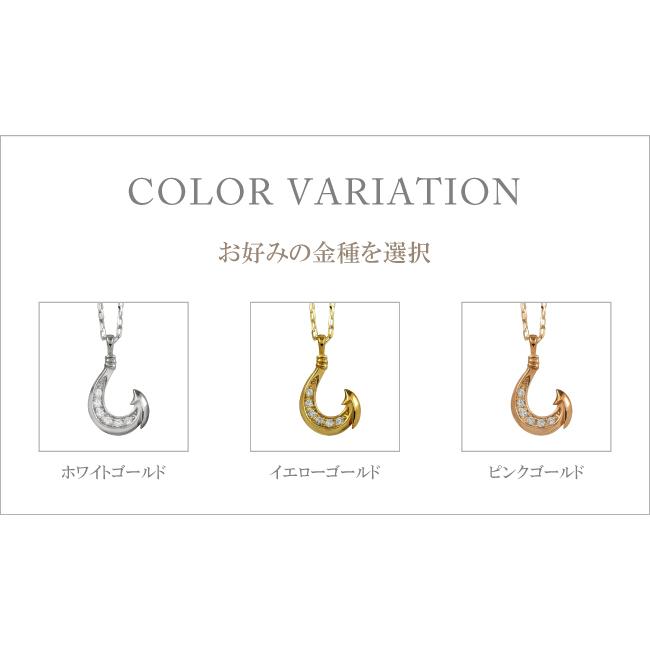 メンズネックレス ゴールド 18金 K18 フィッシュ フック ダイヤモンド ペンダント アズキチェーン 50cm 注文製作 プレゼント ギフト 受注 爆買の画像