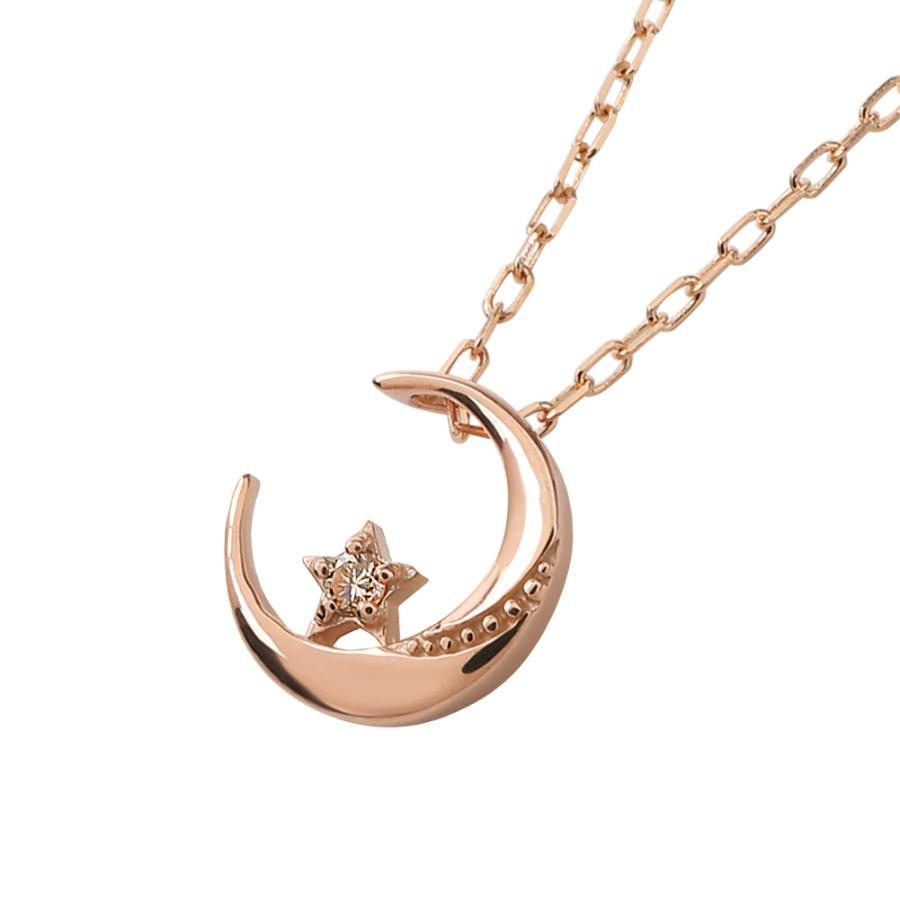 ムーン ネックレス K18 月 星 三日月 ペンダント ダイヤモンド 18金 ゴールド Moon ダイヤネックレス レディース プレゼント ギフト 受注 爆買の画像