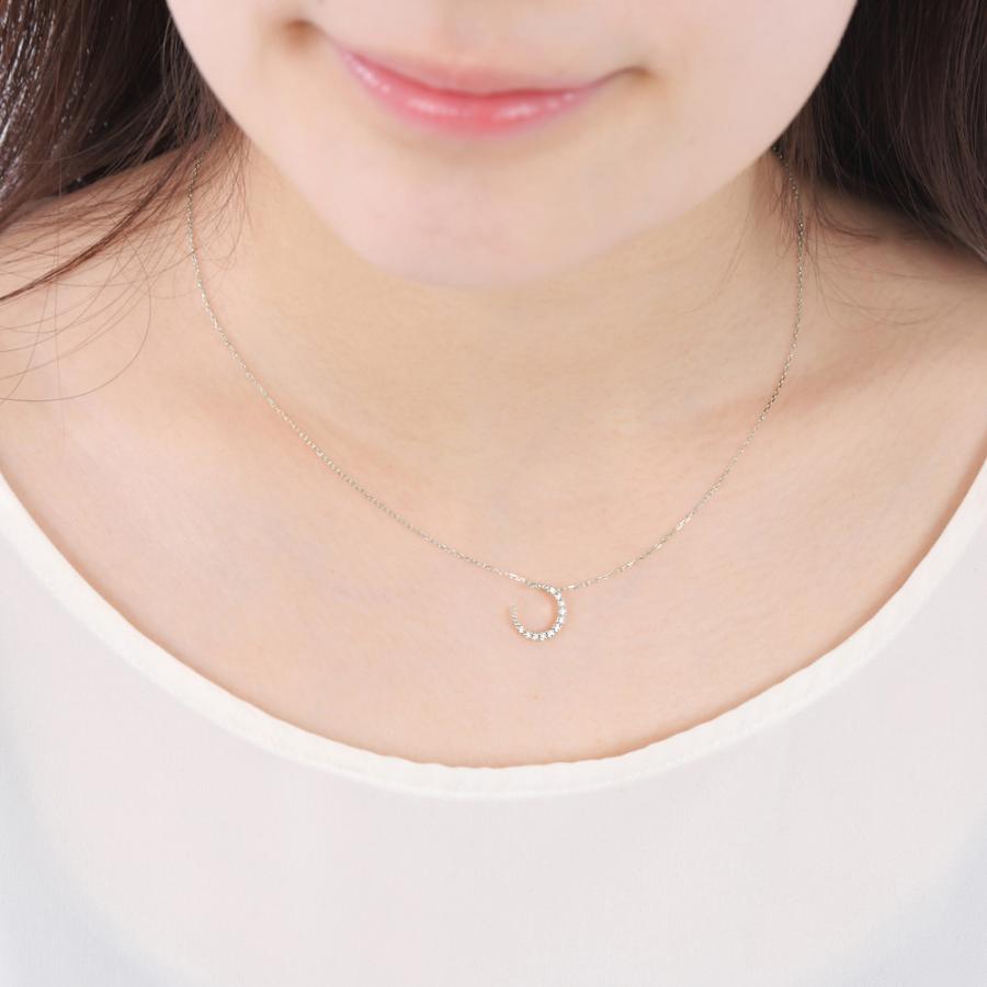 ムーン ネックレス プラチナ 月 ムーン ペンダント 三日月 ダイヤモンド Pt900 Pt850 注文製作 プレゼント ギフト 受注 爆買の画像