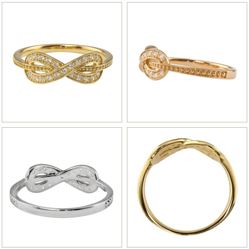 インフィニティ リング 18金 ダイヤモンド リング K18 無限 指輪 0.10ct 豪華 上品 レディース マダム  婚約指輪 注文製作 プレゼント ギフト 受注 爆買の画像