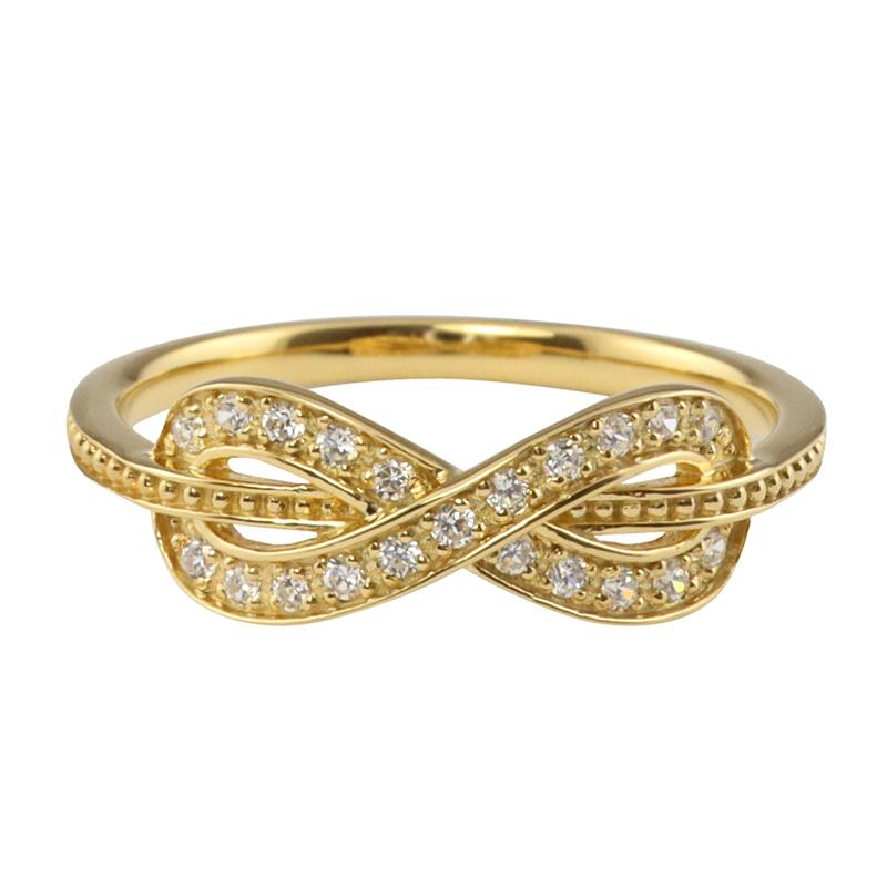 インフィニティ リング 18金 ダイヤモンド リング K18 無限 指輪 0.10ct 豪華 上品 レディース マダム  婚約指輪 注文製作 プレゼント ギフト 受注 爆買の画像