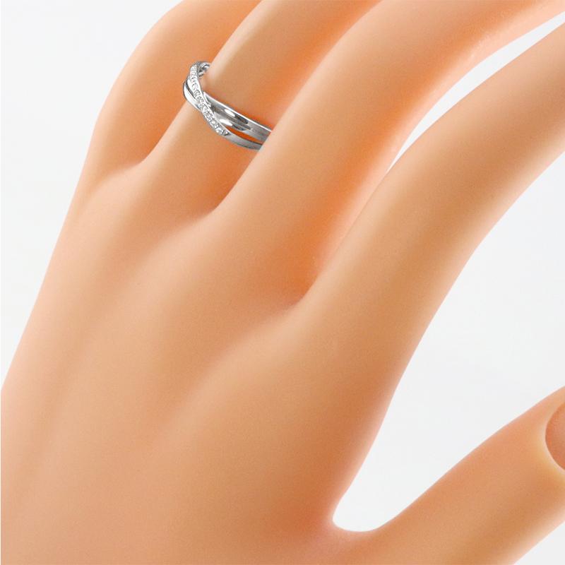ダイヤモンド プラチナ リング インフィニティ 無限大 交差 上品 大人 Pt900 ラグジュアリー 女性 ピンキーリング プレゼント 記念日 誕生日 受注製作の画像