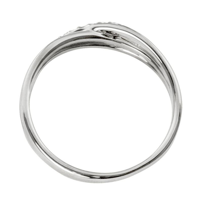 ダイヤモンド プラチナ リング インフィニティ 無限大 交差 上品 大人 Pt900 ラグジュアリー 女性 ピンキーリング プレゼント 記念日 誕生日 受注製作の画像