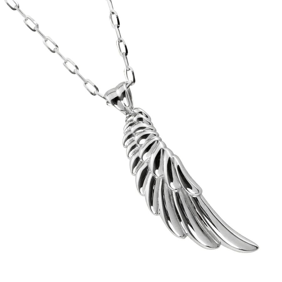 フェザーネックレス　新品　木曜日まで！！ Jewelry i（ジュエリーアイ） フェザー ネックレス 羽 プラチナ メンズ