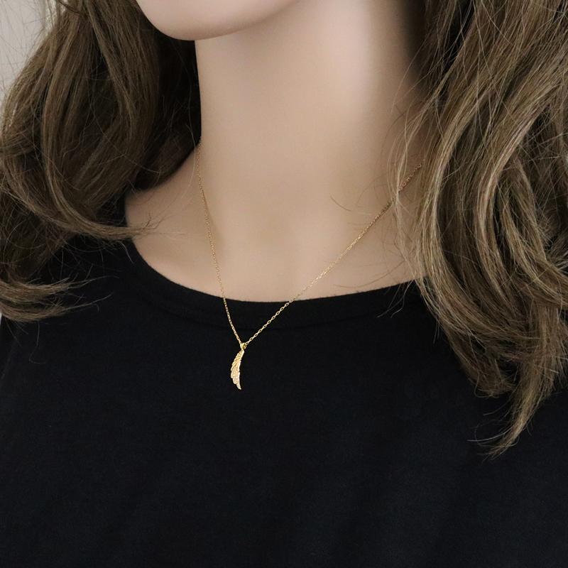 Jewelry i フェザー ペアネックレス ダイヤモンド 18金 シンプル 