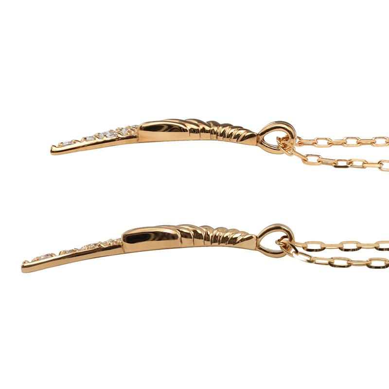 フェザー ペアネックレス ダイヤモンド 10金 シンプル ゴールド 羽 K10 羽根 ペンダント シンプル 2本セット ペア ネックレス オリジナル デザイン 受注 爆買の画像