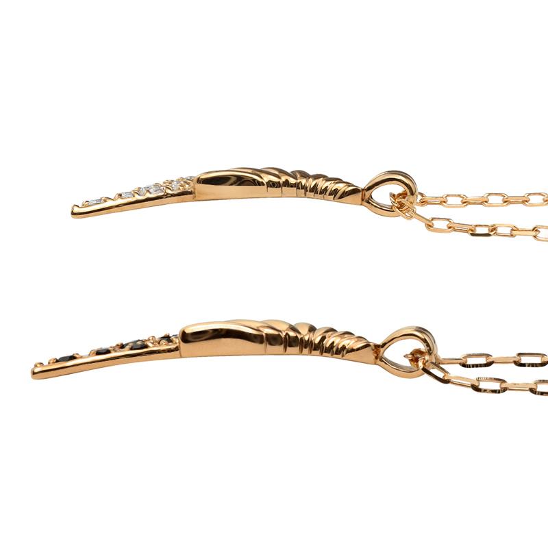 フェザー ペアネックレス シンプル 10金 ダイヤモンド ブラックダイヤモンド 羽 K10 ゴールド 羽根 ペンダント シンプル 2本セット ペア ネックレス 受注 爆買の画像
