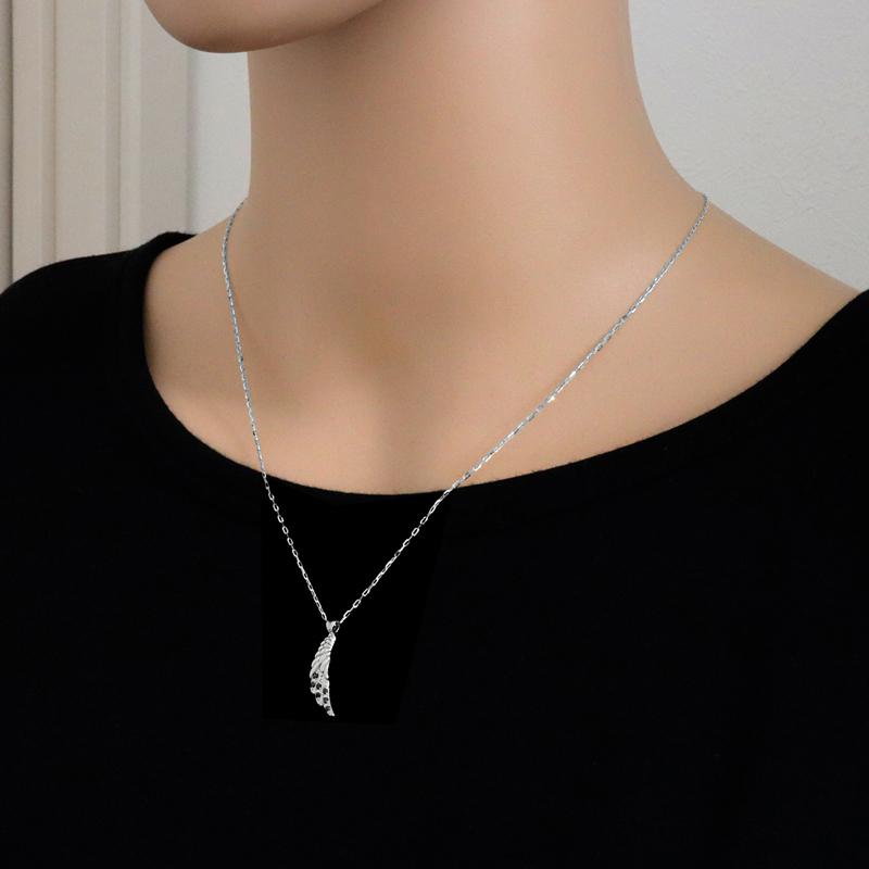 羽 ネックレス トップ ブラックダイヤ Jewelry i（ジュエリーアイ） フェザー ネックレス ブラック