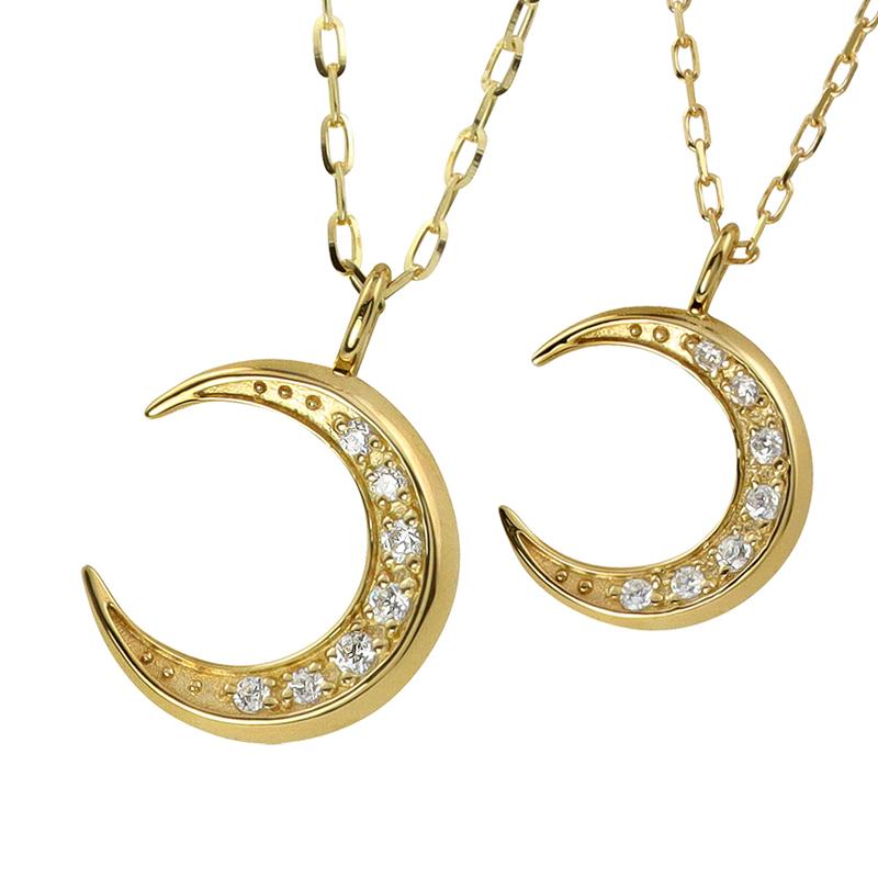 Jewelry i（ジュエリーアイ） ムーン ペアネックレス 18金 シンプル 月 