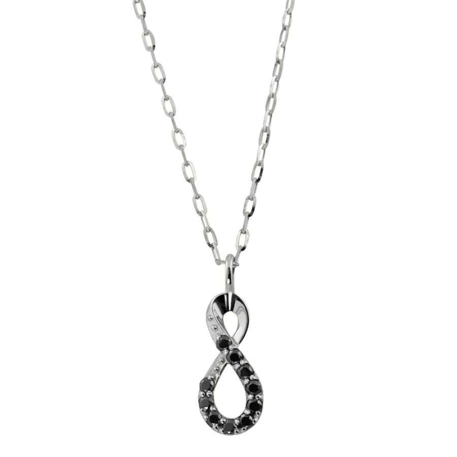 インフィニティ メンズ ネックレス プラチナ ブラックダイヤモンド 無限 Pt900 Pt850 ペンダント アズキ チェーン 50cm シンプル 大人 人気 受注 爆買の画像