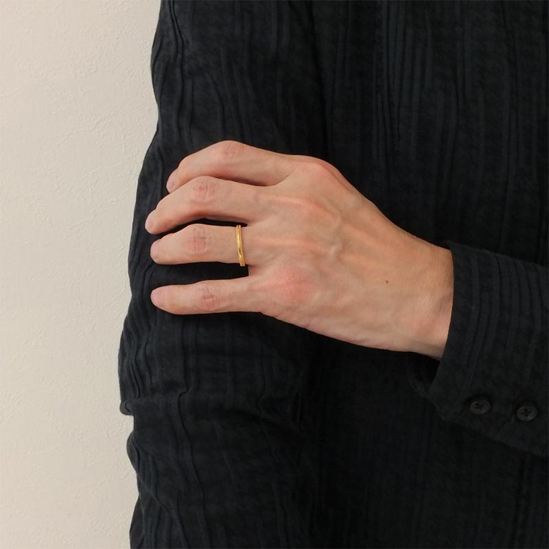 美品/日本製K18ゴールド シンプルバンドリング11号 ユニセックス 5.0mm 幅広 平打ち フラット バンド リング K18 ゴールド