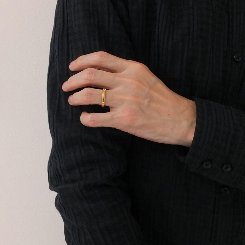 ミル打ち リング 3mm幅 10金 指輪 メンズ K10 ゴールド シンプル 単品 地金 大人 結婚指輪 ペアリング 文字入れ 刻印 可能 日本製 受注｜jwl-i｜02