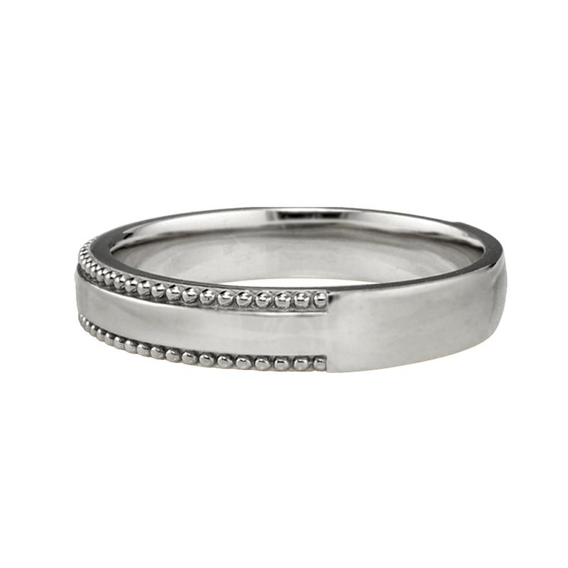 Jewelry i ミル打ち リング 4mm幅 プラチナ 指輪 メンズ Pt900