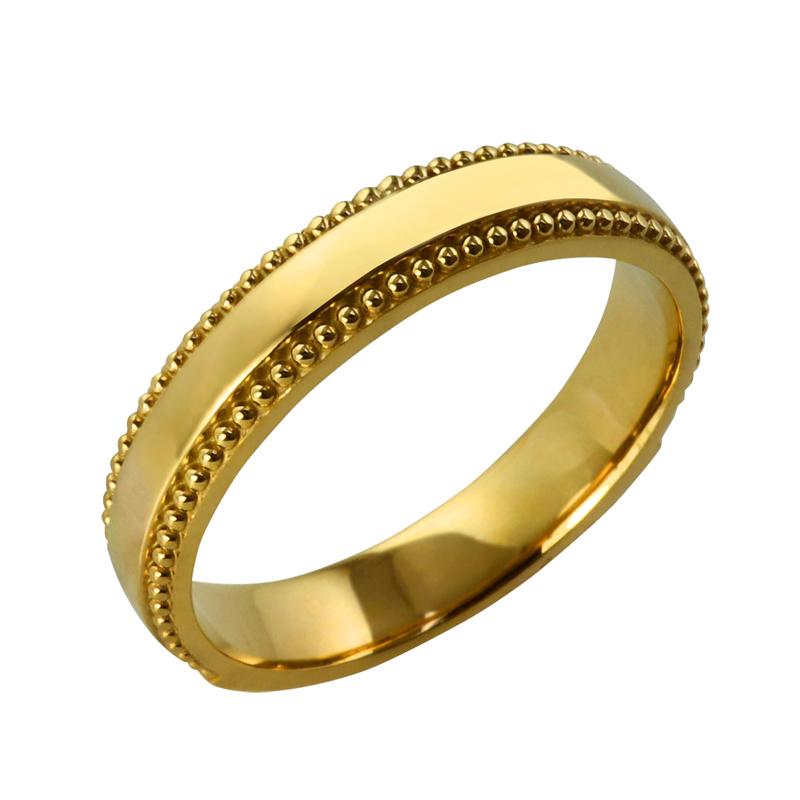 ミル打ち リング 4mm幅 10金 指輪 メンズ K10 ゴールド シンプル 単品 地金 大人 結婚指輪 ペアリング 文字入れ 刻印 可能 日本製 受注 爆買の画像