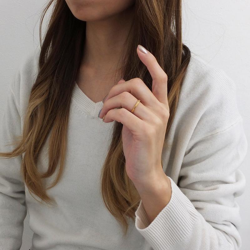 Jewelry i ミル打ち リング 2mm幅 18金 指輪 レディース K18