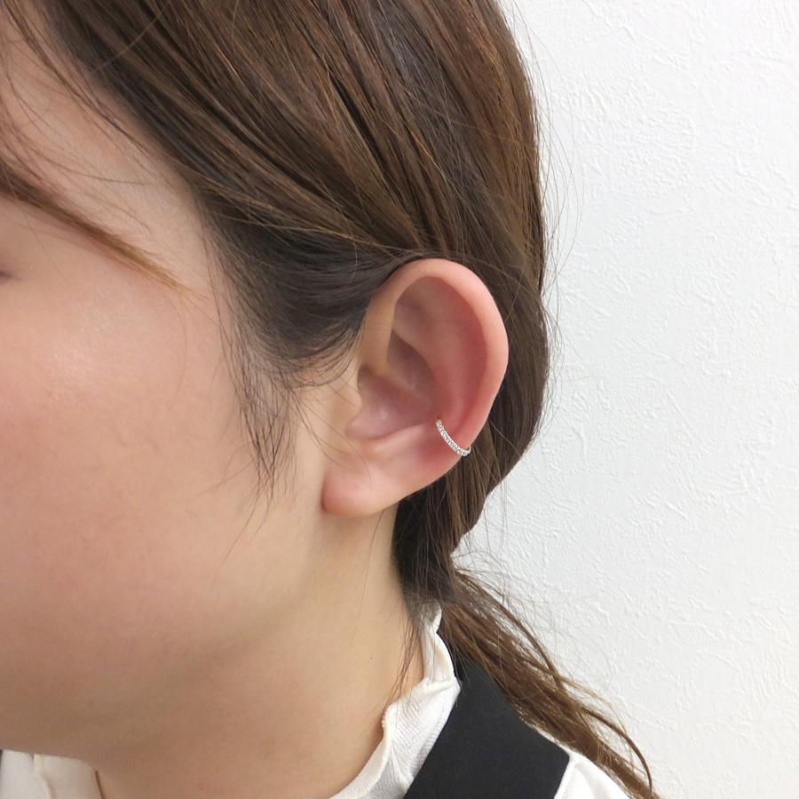 【お試し価格】 イヤーカフ エタニティ ダイヤモンド シンプル プラチナ ダイヤモンド 12石 0.10ct Pt900 4月誕生石 注文製作 プレゼント 受注 爆買の画像