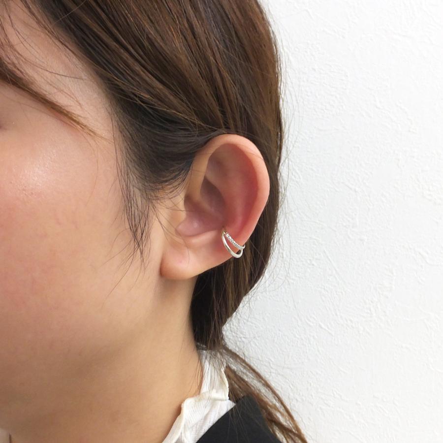 イヤーカフ フープ 2連 エタニティ ダイヤモンド シンプル プラチナ ダイヤ 12石 0.10ct Pt900 4月誕生石 プレゼント 注文製作 プレゼント 受注 爆買の画像