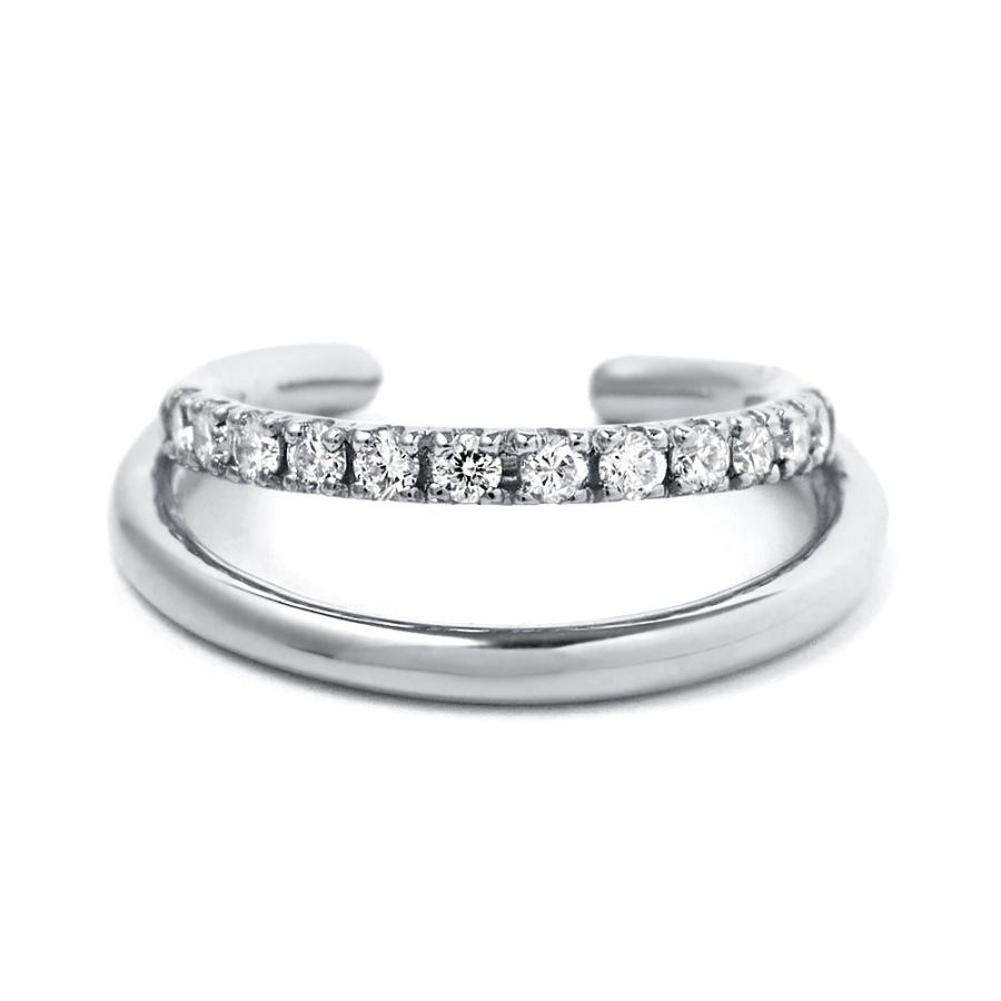 イヤーカフ フープ 2連 エタニティ ダイヤモンド シンプル プラチナ ダイヤ 12石 0.10ct Pt900 4月誕生石 プレゼント 注文製作 プレゼント 受注 爆買の画像