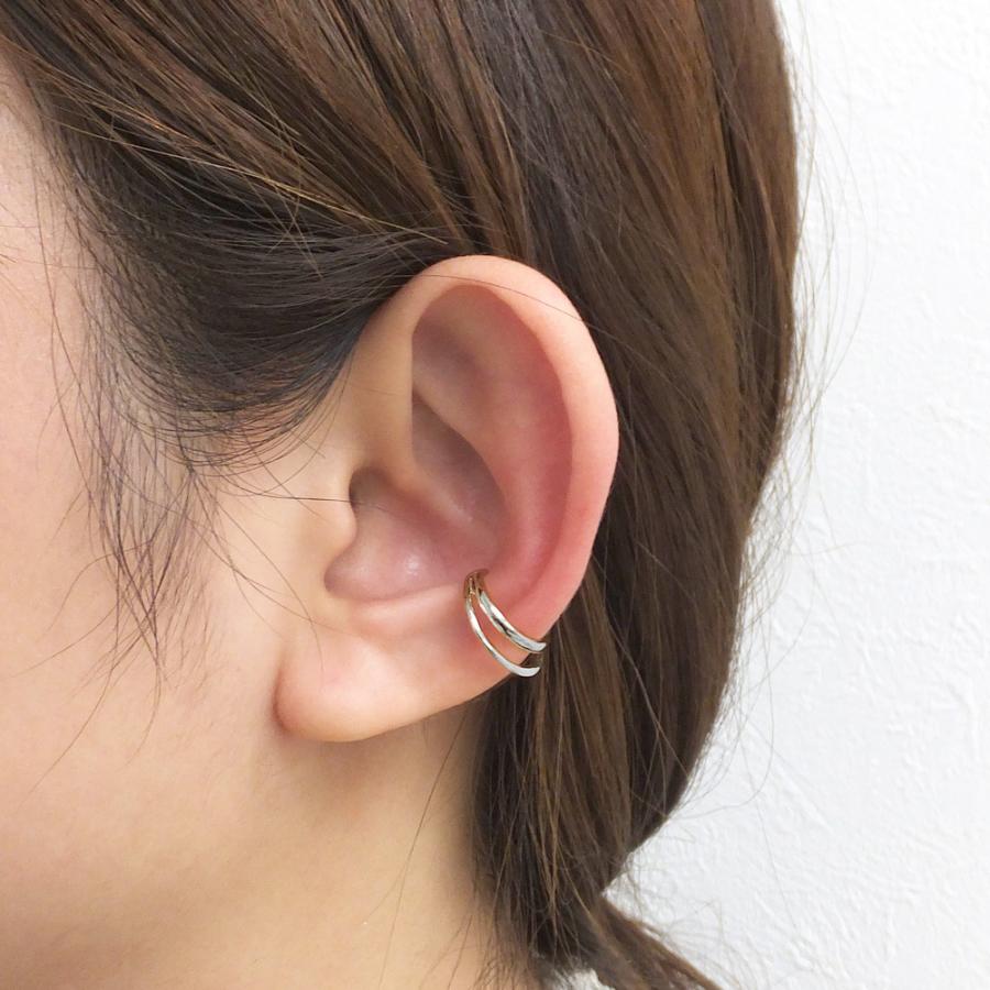 Jewelry i イヤーカフ フープ 2連 ダブルフープ シンプル プラチナ 