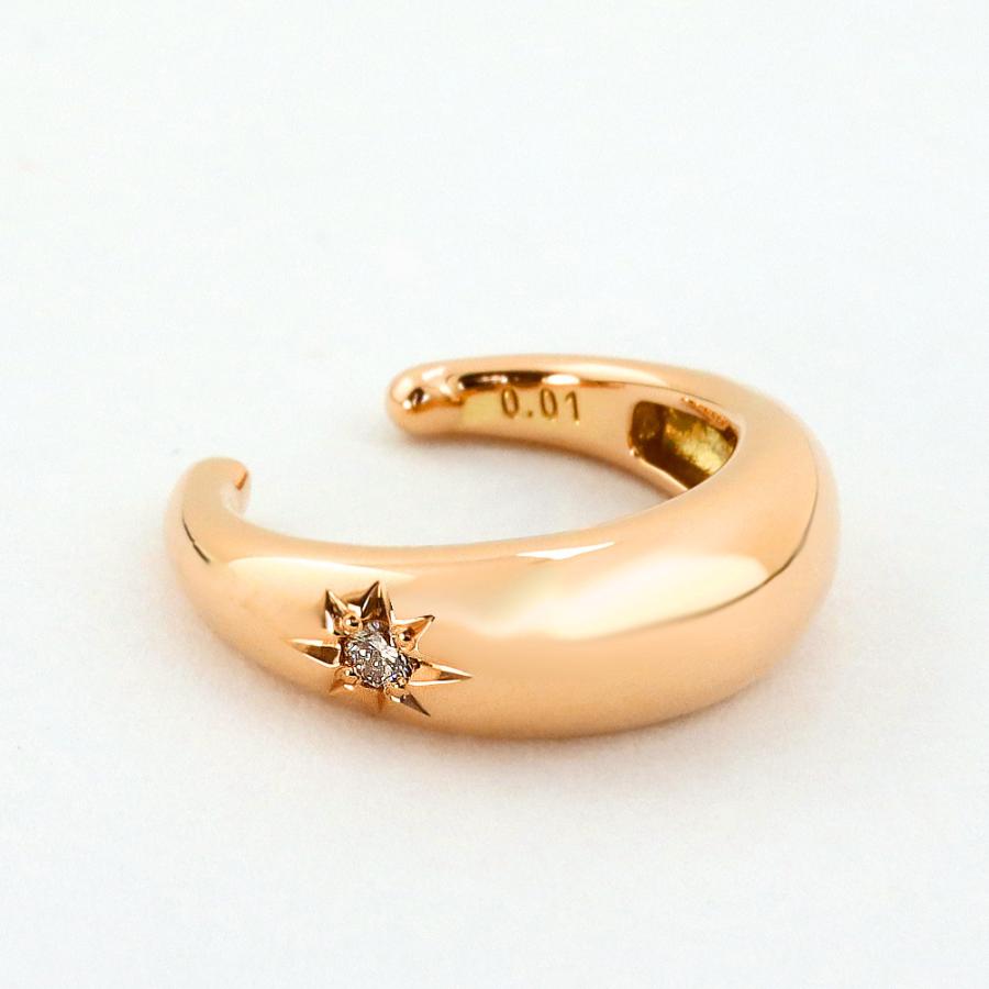 イヤーカフ 甲丸 月甲 一粒 ダイヤモンド シンプル ゴールド K10 ダイヤ 1石 0.01ct 10金 4月誕生石 プレゼント 注文製作 プレゼント 受注 爆買の画像