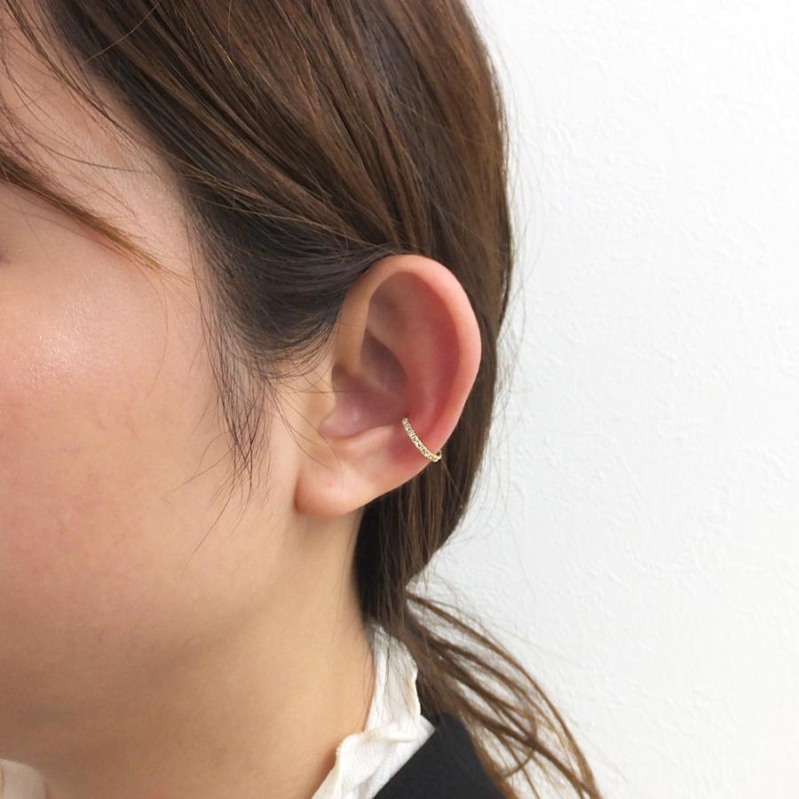 【お試し価格】 イヤーカフ エタニティ ダイヤモンド シンプル 18金 12石 0.15ct K18 4月誕生石 プレゼント 注文製作 プレゼント 受注 爆買の画像