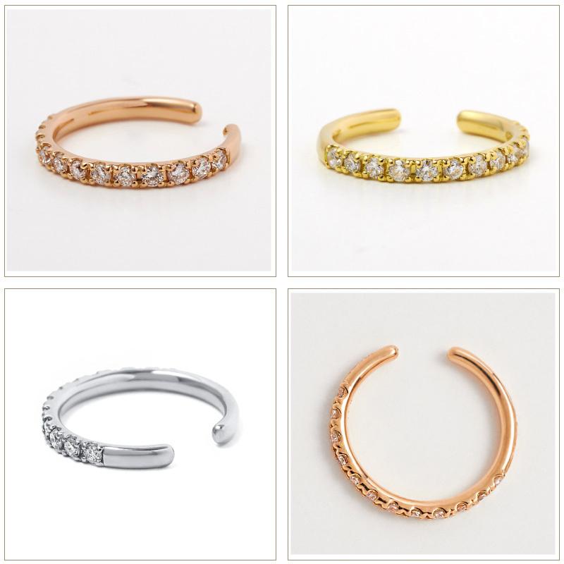 【お試し価格】 イヤーカフ エタニティ ダイヤモンド シンプル 18金 12石 0.15ct K18 4月誕生石 プレゼント 注文製作 プレゼント 受注 爆買の画像