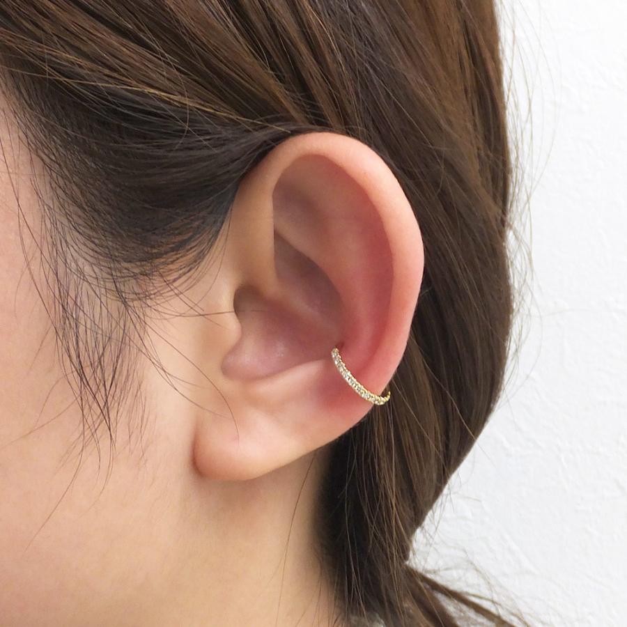 【お試し価格】 イヤーカフ エタニティ ダイヤモンド シンプル 10金 12石 0.15ct K10 4月誕生石 プレゼント 注文製作 プレゼント 受注 爆買の画像