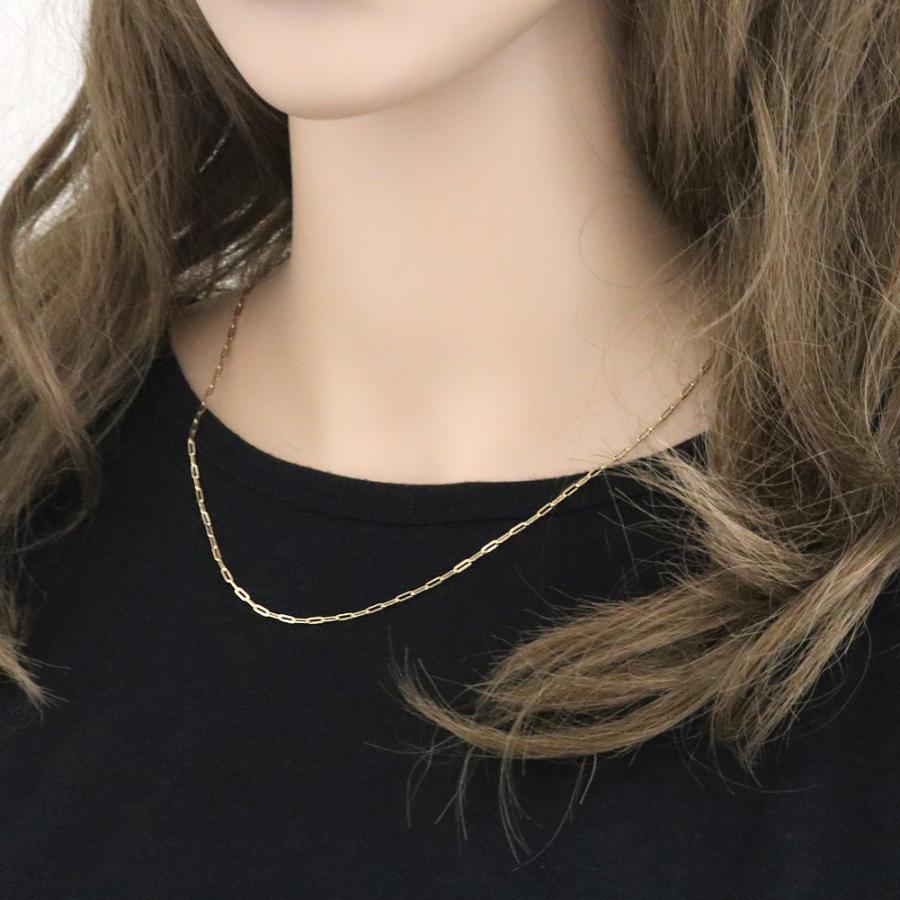 18金 チェーン ネックレス ペーパークリップ ネックレス 中空 チェーン 40cm 45cm 50cm クリップ デザイン ネックレス K18 ゴールド 首飾り おすすめの画像