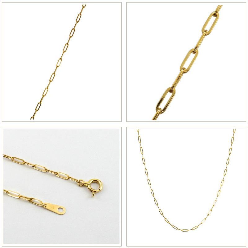18金 チェーン ネックレス ペーパークリップ ネックレス 中空 チェーン 40cm 45cm 50cm クリップ デザイン ネックレス K18 ゴールド 首飾り おすすめの画像