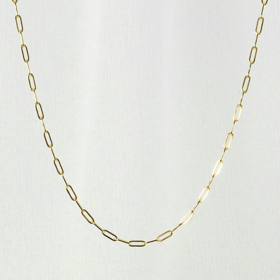 18金 チェーン ネックレス ペーパークリップ ネックレス 中空 チェーン 50cm 55cm 60cm クリップ デザイン ネックレス K18 ゴールド 首飾り おすすめの画像