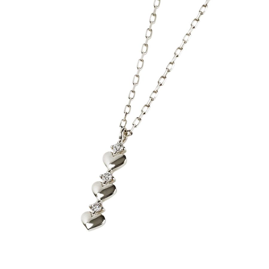 ハート ネックレス ダイヤモンド 18金 トリロジー ペンダント K18 注文製作 プレゼント ギフト 受注 爆買の画像