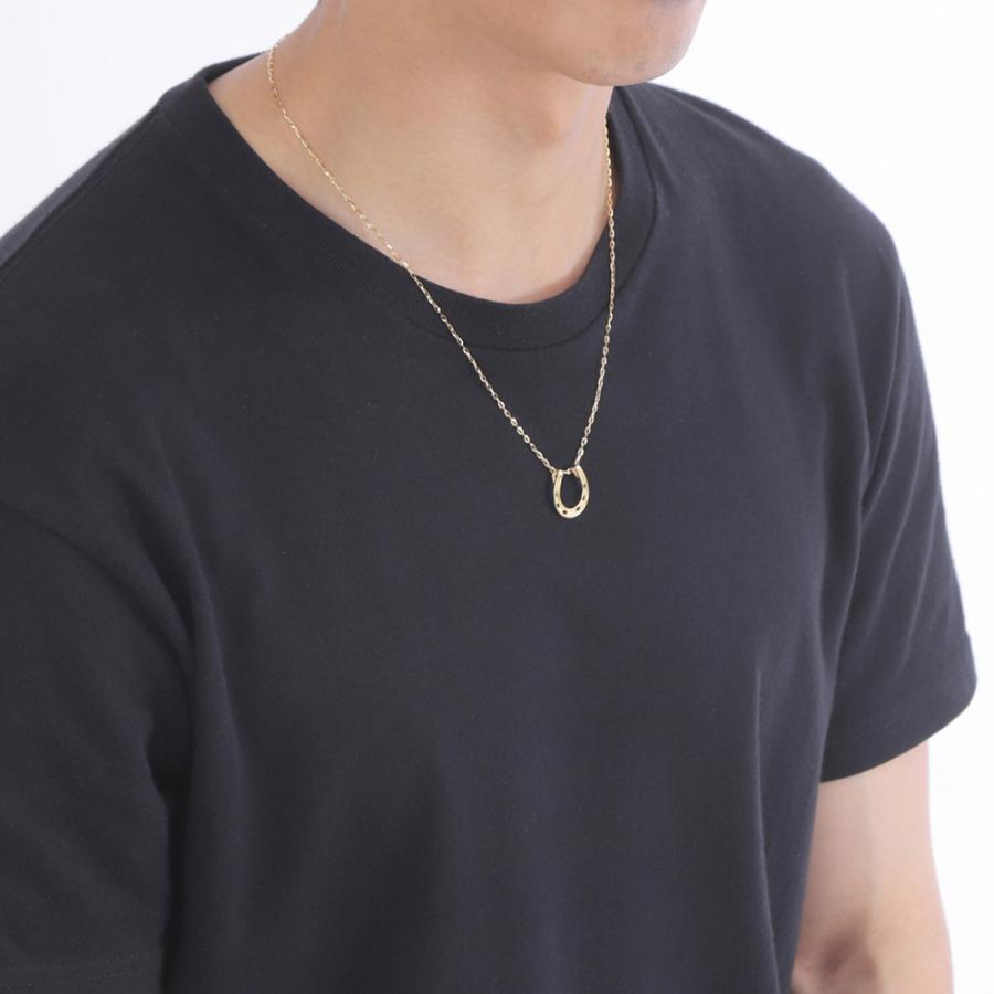 馬蹄 ネックレス メンズ  K18 18金 ホースシュー ペンダント 蹄鉄 アズキ チェーン 50cm 1.4mm幅 地金 男性用 おすすめ ギフト プレゼント 受注製作 爆買の画像