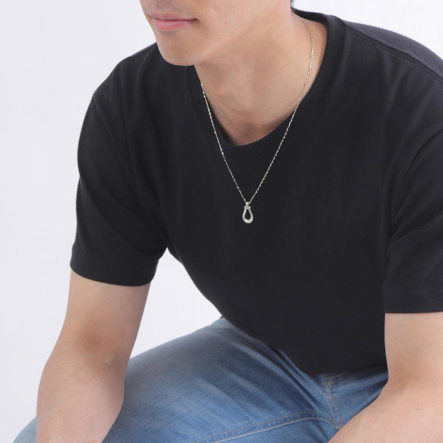 ペガサス 馬蹄 メンズ ネックレス プラチナ 1石 ダイヤモンド Pt900 Pt850 蹄鉄 ホースシュー アズキ チェーン 50cm 1.4mm幅 男性用 おすすめ 受注製作 爆買の画像