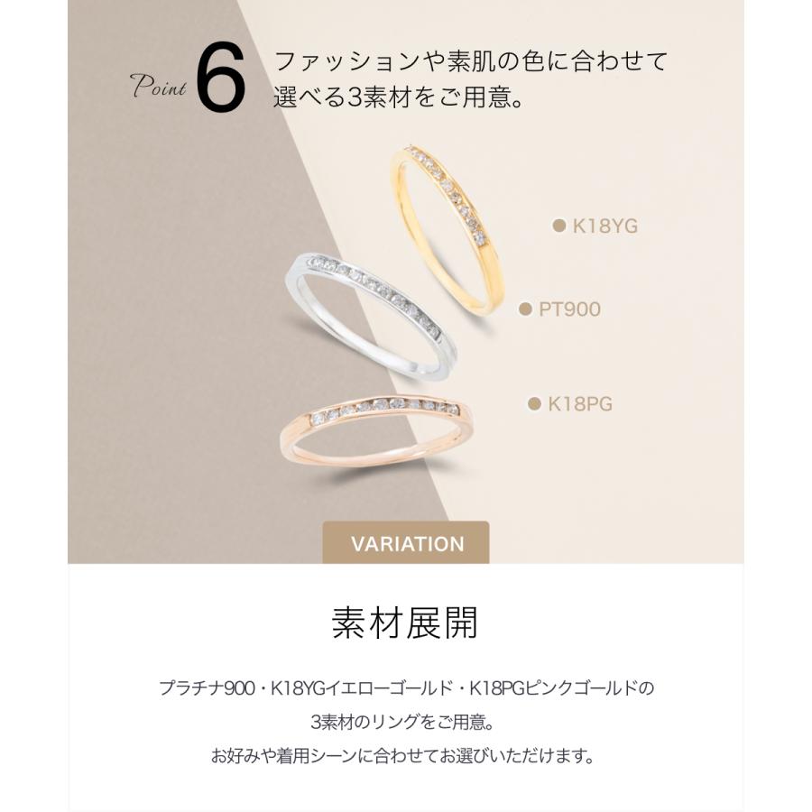 ハーフ エタニティリング レール留 ダイヤ 0.1ct 18金 ゴールド ハーフ エタニティリング レール留 ダイヤ 0.1ct 18金 ゴールド