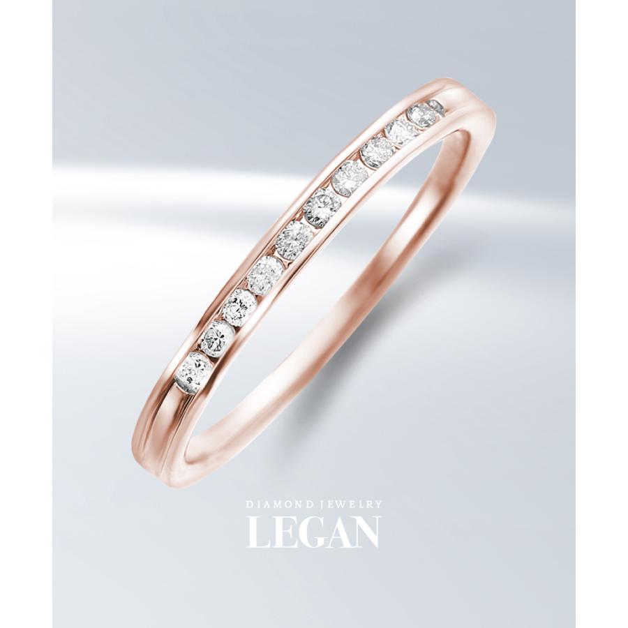 ハーフ エタニティリング レール留 ダイヤ 0.1ct 18金 ピンク ハーフ エタニティリング レール留 ダイヤ 0.1ct 18金 ピンク