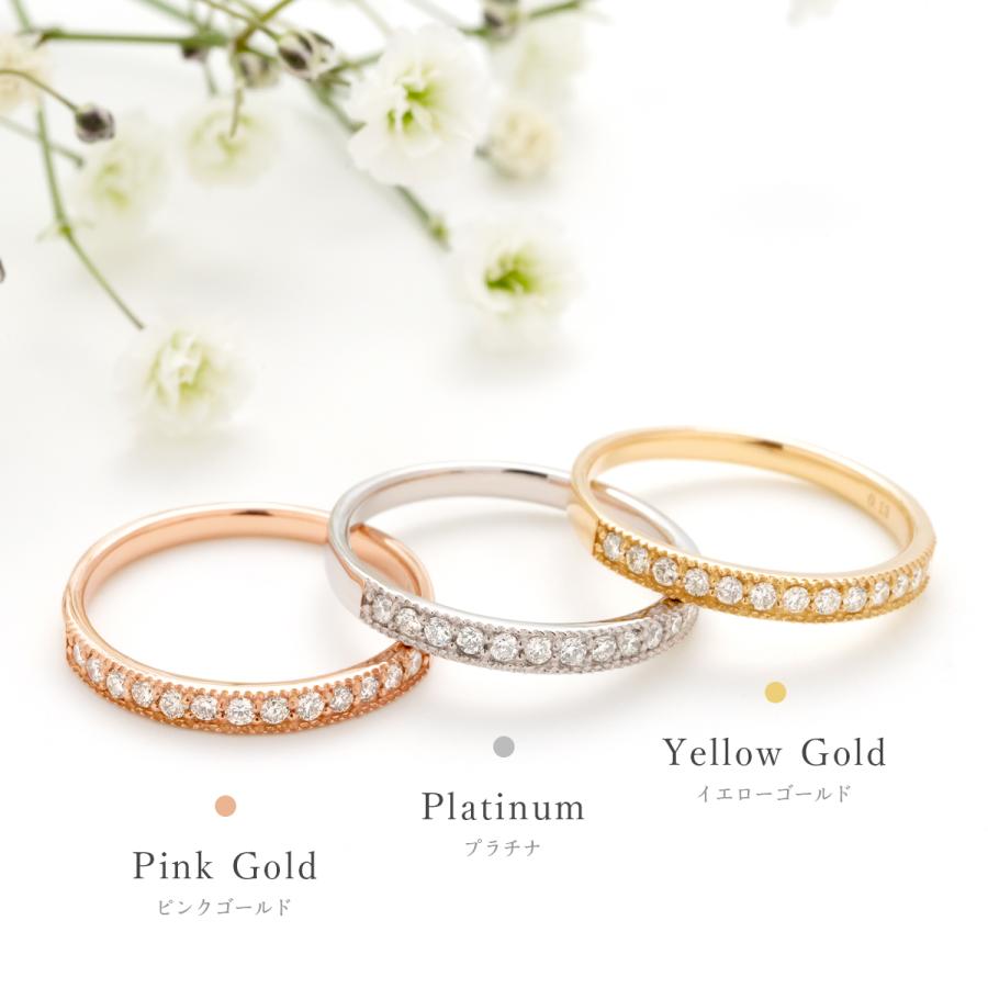 【公式ストア】エタニティリング 指輪 リング レディース イエローゴールド K18YG ダイヤモンド 0.13ct ミル打ち ダイヤモンドジュエリーLEGAN（レガン）の画像