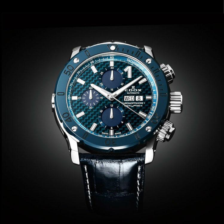 EDOX クロノオフショア1 0112-3BU3-BUIN3-L限定品【美品】 クロノオフショア-1 【エドックス正規販売店】[選べる5年延長