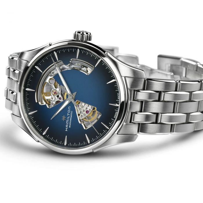 【ハミルトン公認】[即日発送][選べる5年延長保証] HAMILTON ジャズマスター オープンハート 40mm スモークブルー SSブレス 正規輸入品 JAZZMASTER H32675140の画像