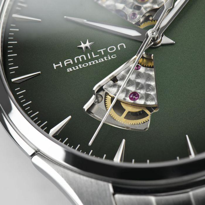【ハミルトン公認】[即日発送][選べる5年延長保証] HAMILTON ジャズマスター オープンハート 40mm スモークグリーン SSブレス 正規輸入品 JAZZMASTER H32675160の画像