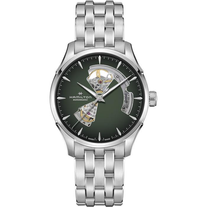 【ハミルトン公認】[即日発送][選べる5年延長保証] HAMILTON ジャズマスター オープンハート 40mm スモークグリーン SSブレス 正規輸入品 JAZZMASTER H32675160の画像