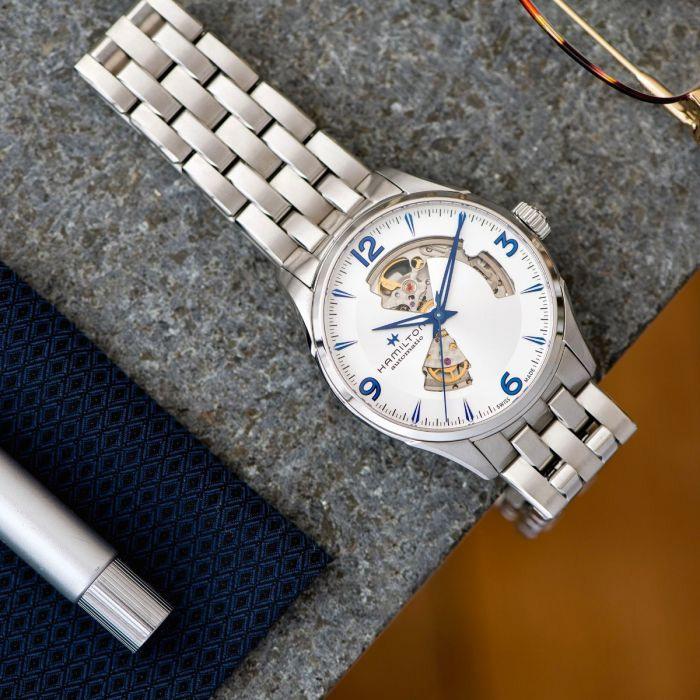 【ハミルトン公認】[即日発送][選べる5年延長保証] HAMILTON ジャズマスター オープンハート 42mm シルバーホワイト SSブレス 正規輸入品 JAZZMASTER H32705152の画像