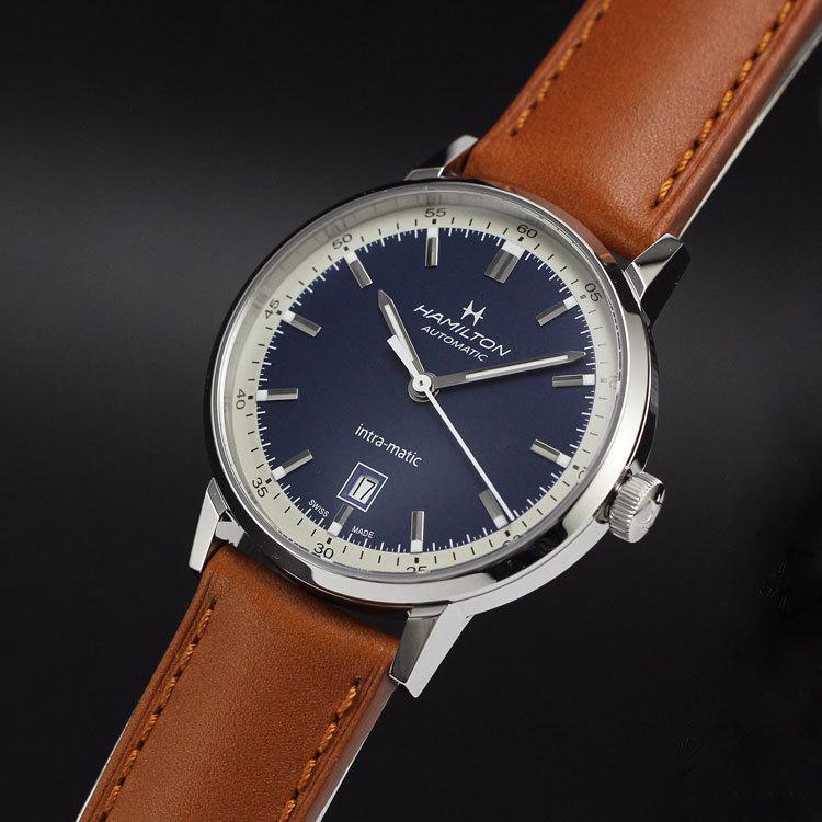 【ハミルトン公認】[即日発送][選べる5年延長保証] HAMILTON イントラマティック オート 40mm ブルー ニヴァクロン 正規輸入品 INTRAMATIC H38425540の画像