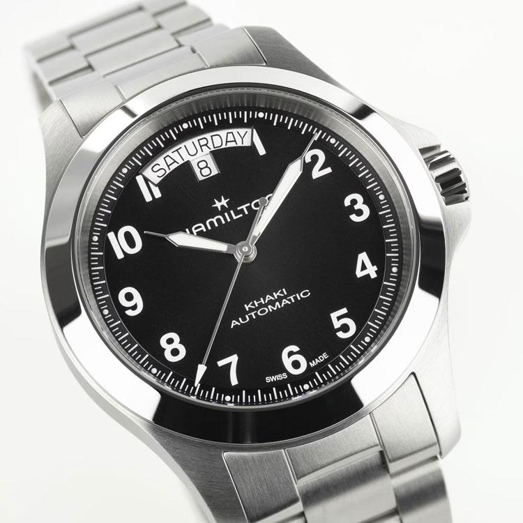 【ハミルトン公認】[即日発送][選べる5年延長保証] HAMILTON カーキフィールド キング デイデイト オート 40mm ブラック KHAKI FIELD KING 正規輸入品 H64475131の画像