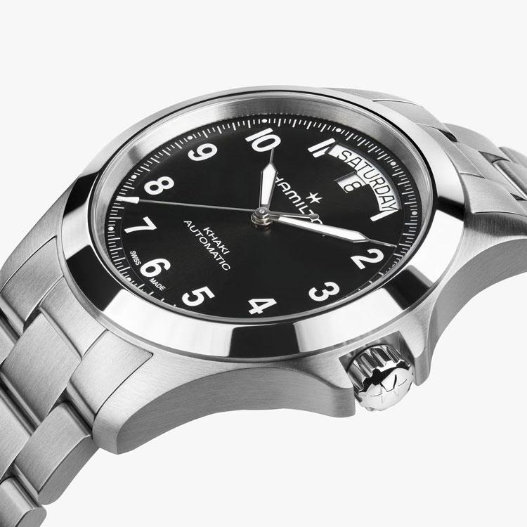 【ハミルトン公認】[即日発送][選べる5年延長保証] HAMILTON カーキフィールド キング デイデイト オート 40mm ブラック KHAKI FIELD KING 正規輸入品 H64475131の画像