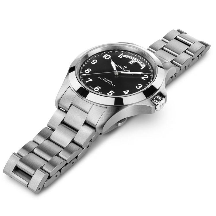 【ハミルトン公認】[即日発送][選べる5年延長保証] HAMILTON カーキフィールド キング デイデイト オート 40mm ブラック KHAKI FIELD KING 正規輸入品 H64475131の画像