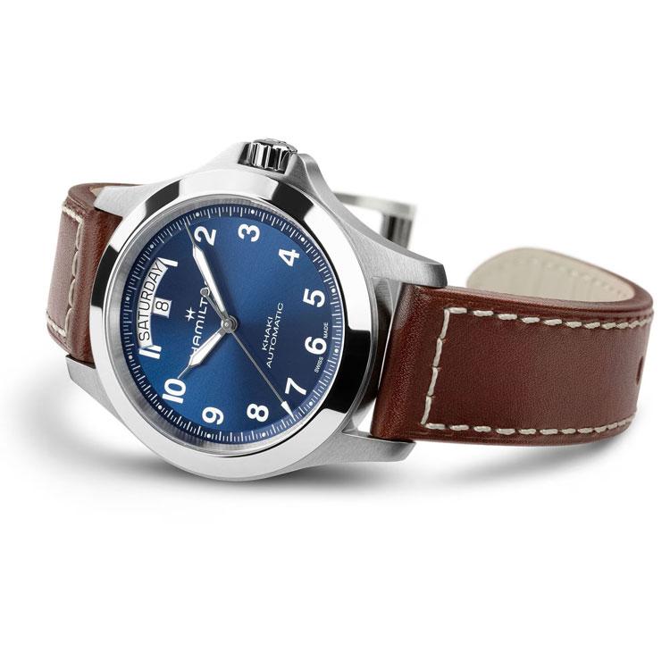 【ハミルトン公認】[即日発送][選べる5年延長保証] HAMILTON カーキフィールド キング デイデイト オート 40mm ブルー KHAKI FIELD KING 正規輸入品 H64475540の画像