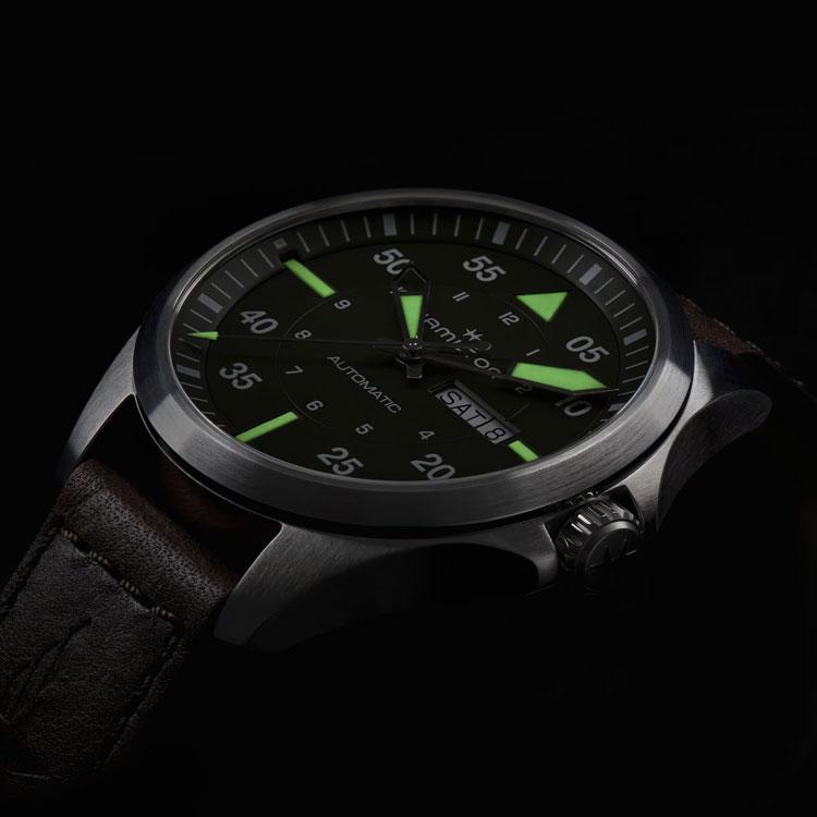 【ハミルトン公認】[即日発送][選べる5年延長保証] HAMILTON カーキ パイロット デイデイト 42mm グリーン KHAKI PILOT DAY-DATE 正規輸入品 H64635560の画像
