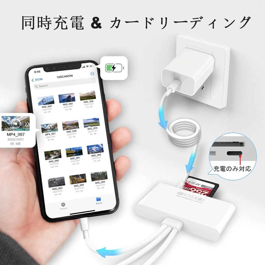 SDカードリーダー 相互転送 SD/TFカード カードリーダー USBハブ iPhone/iPad/Android/Mac/コンピューター/カメラ/MacBook USB Type-C｜jwork｜04